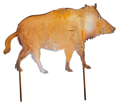 Produktbild von Gartenstecker Wildschwein aus Metall mit Rostpatina, 61 cm