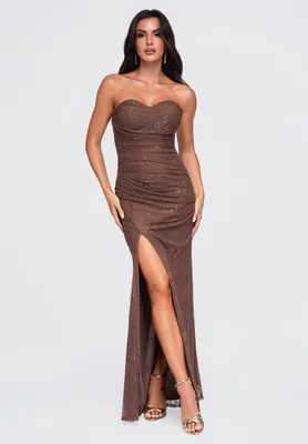 Produktbild von LARICA Kleid Abendkleid Floral Eleganz LA-OM-DLR464 brown S
