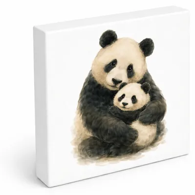 Produktbild von Pandaglück Panda Muttertier Holzbild in 15x15 cm zum Stellen oder Aufhängen