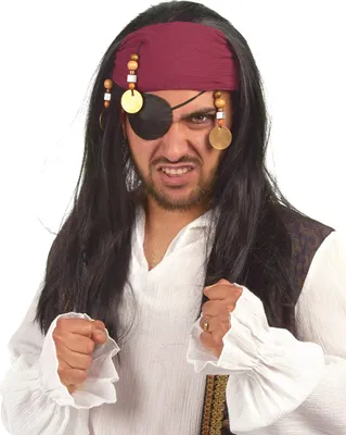 Produktbild von Piratenkönigin Perücke schwarz-rot - Einheitsgröße