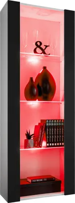 Obrázok produktu pre Komodee | Skrinka Tivoli se 3 Policemi, Korpus Bílý Matný Přední Část Černý Matný, LED RGB