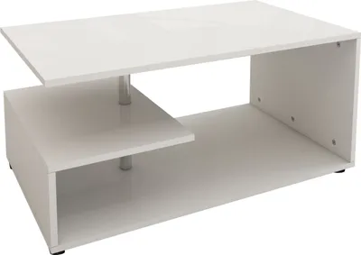 Obrázek produktu pro ML-Design konferenční stolek / konferenční stolek, bílý, s kovovou ozdobnou tyčí, 91x41x52,6 cm, moderní prostorný rozkládací stolek s policemi ve 3 úrovních