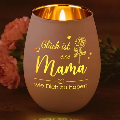 Produktbild von Windlicht mit Gravur - Teelichthalter aus Glas - Dekoration für Zuhause - Transparent