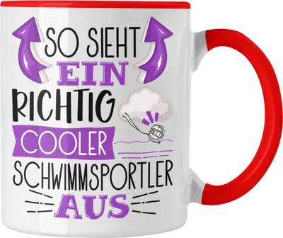 Produktbild von Trendation - Schwimmsportler Tasse Geschenk So Sieht Ein Richtig Cooler Schwimmsportler Aus Geschenkidee Spruch Lustig Becher (Rot)