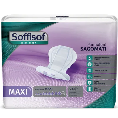 Produktbild von Soffisof Air Dry Maxi - 30x Inkontinenz-Vorlage - Anatomische Windel Unisex - 9 Tropfen