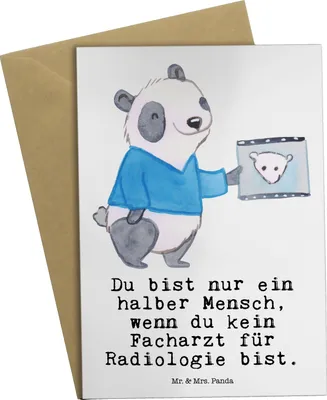 Produktbild von Mr. & Mrs. Panda Grußkarte Facharzt für Radiologie Herz - Weiß - Geschenk, osterkarte, hochzeitskarten, weihnachtskarten, vatertagskarte, Grußkarten, einladungskarten