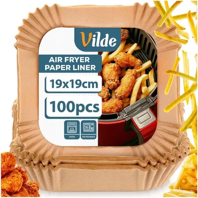 Image de Papiers de cuisson pour friteuse à air, carrés, 19 x 19 cm, paquet de 100