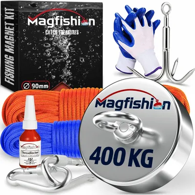 Magnetfischen Set 400 kg – Neodym-Magnet Ø 90 mm – Komplettset