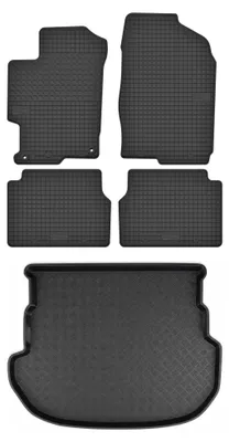 Productafbeelding van Rubberen automatten + kofferbakmat voor Mazda 6 I GG/GY 2002-2007 (hatchback) – 5-delig, zwart, op maat – Wielganizator