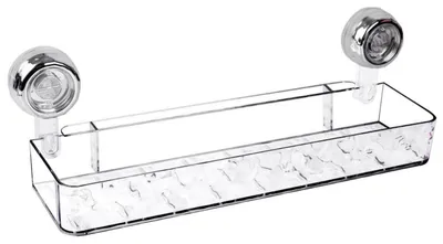 Produktbild von Duschregal ohne Bohren transparent mit Abflusslöchern für Wandmontage
