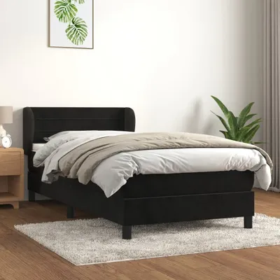 Produktbild von The Living Store Boxspringbett mit Matratze Schwarz 90x190 cm Samt