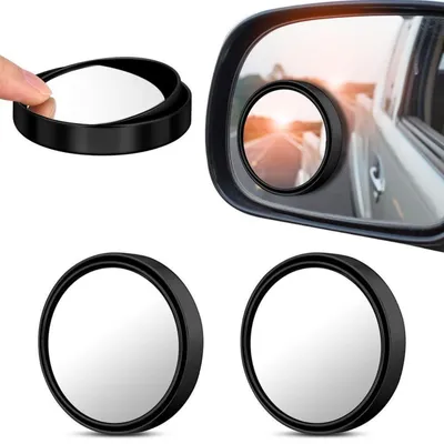 Immagine prodotto di Specchi per eliminare l'angolo cieco, 2 pezzi, regolabili a 360°, alta definizione, convessi, adesivi, colore nero