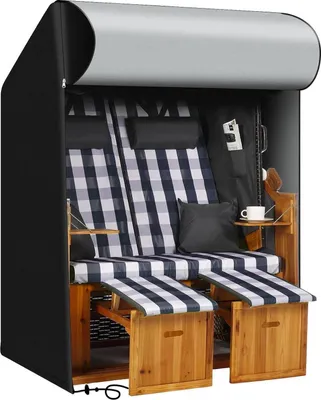 Zdjęcie produktu dla Pokrowiec ochronny na krzesło plażowe 125x90x165 cm, czarny, 600D Oxford, wodoodporny, odporny na promieniowanie UV