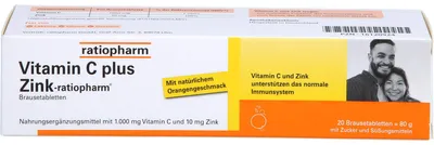 Produktbild von Vitamin C plus Zink-ratiopharm Brausetabletten, 20 St. Tabletten