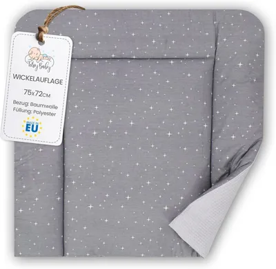 Produktbild von Wickelauflage Wickelunterlage aus Baumwolle, 75 x 72 cm – weiche und waschbare Wickelunterlage für Babys, Wickelunterlage aus Stoff, für Wickeltisch o