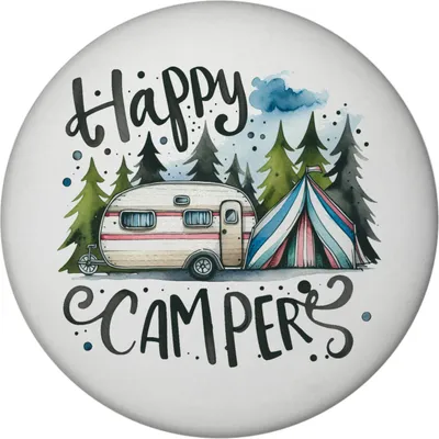 Produktbild von Happy Campers Wohnwagen Magnet rund