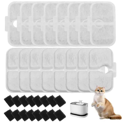 Obrázek produktu pro Náhradní filtry pro systém Katzenbrunnen, 32 kusů, kompatibilní s modely PLWF105/PLWF115/PLWF005 | 16 filtrů a 16 špon, barva: šedá