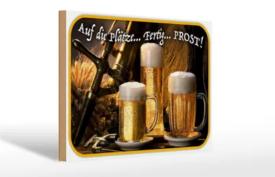 Produktbild von Holzschild Spruch 30x20cm Bier auf die Plätze fertig los