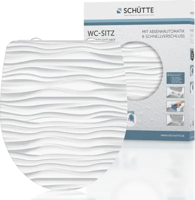 Produktbild von SCHÜTTE Duroplast HG WC Sitz WHITE WAVE, Toilettendeckel mit Absenkautomatik und Schnellverschluss, Klobrille