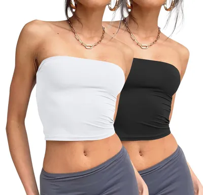 Productafbeelding van Modieuze dames tops met buikband, zonder schouderbanden, met open rug, bandeau stijl