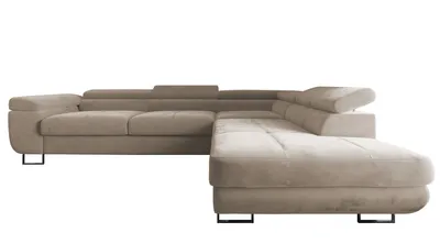 Produktbild von 4ALLHOME Ecksofa Luna mit Schlaffunktion, Couch, Sofa mit Bettkasten, Eckcouch, L-Form Seite: Rechts, Monolith 04 Beige