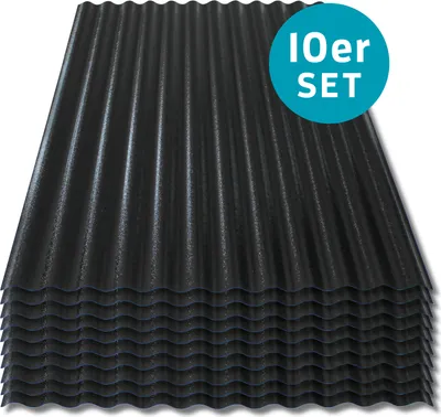 Produktbild von KAISER plastic® Wellplatte | PC - Polycarbonat | C-Struktur und schwarz | 0,8mm Stärke | Sinus 76/18 | 90 x 120 cm | 10 Stück SET | Germany