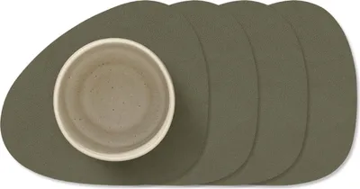 Productafbeelding van LIND DNA Onderzetters Nupo - Leer - Army Green - 13 x 11 cm - 4 Stuks