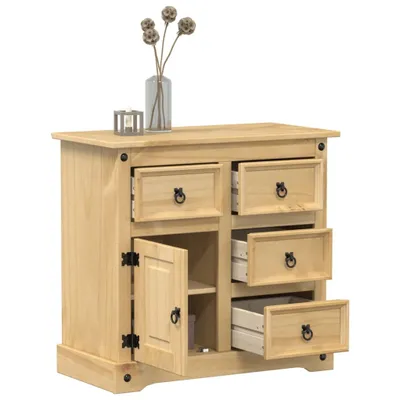 Produktbild von Design New Vitrinenschrank Sideboard Corona 80x40x75 cm Massivholz Kiefer - Kommoden Möbel2025 CHY7846695 1parcel