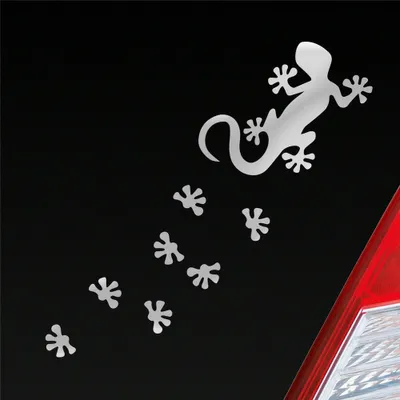 Produktbild von Auto Aufkleber Salamander Agame Echse Lizard Fußspuren 20x6 cm Silber Sticker Heckscheibenaufkleber