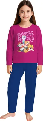 Zdjęcie produktu dla Piżama Paw Patrol dla dziewczynek - piżama dziecięca z długim rękawem i spodniami różowa/niebieska 98-104