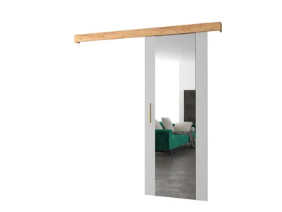 Obrázok produktu pre MOB, Posuvné dvere - 90 cm - Sharlene II (biela matná + craft zlatý + zlatá) (so zrkadlom)