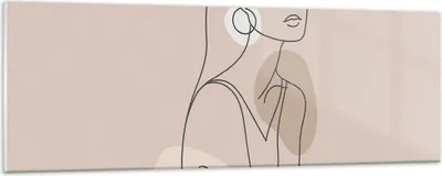 Produktbild von Bilder auf glas - Einteilig - Stück Linie Frau - 90x30cm - Glasbilder - Wandbilder - Bilder - zum Aufhängen bereit - Wanddekoration aus Glas - Glas Bilder - Wandbild auf Glas - GAB90x30-4766
