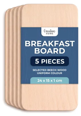 Obrázek produktu pro Creative Home Sada 5 ks světlých dřevěných snídaňových prkénků | 24 x 15 cm
