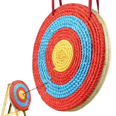 Image de VEVOR Cible de 508 mm pour le tir à l'arc, Cible d'arc en paille faite à la main pour l'arc recourbé, l'arc à poulies ou l'arc long, Cible de flèche d'arc traditionnelle suspendue pour les jeunes adultes qui tirent à l'arc