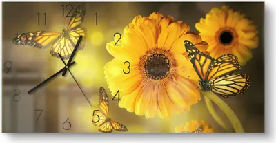 Produktbild von DEQORI Glasuhr 60x30 cm Zahlen 'Frühlingsfreude' Wanduhr Glas Uhr Design leise Küchenuhr