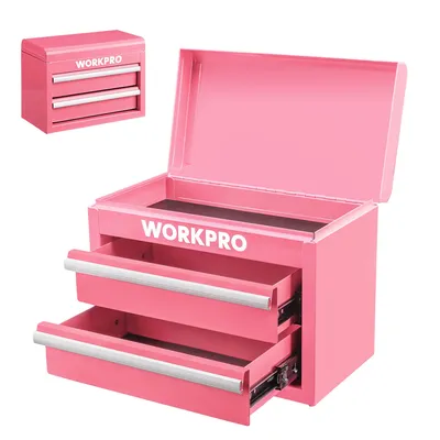 Produktbild von WORKPRO Metall Schubladenbox mit 2 Schubladen & Oberer Stauraum Rosa, 27,5x15x20,8cm Tisch Organizer mit Schubladen für Büro Umkleidekabine und Schrei