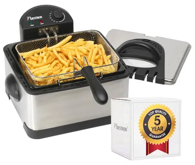 Produktbild von Bestron XL Öl-Fritteuse mit 3 Frittierkörben, inkl. Kaltzonentechnologie & herau