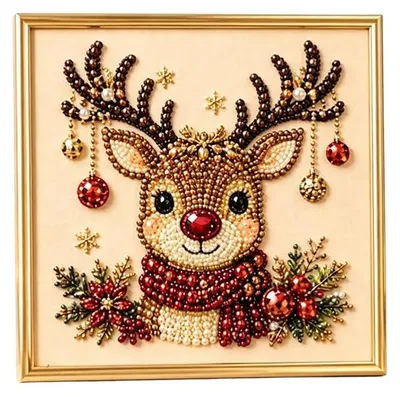 Image de Kit de peinture diamant de Noël à faire soi-même avec des perles – Joli artisanat 3D avec des perles, idéal pour adultes et débutants – Décoration murale festive