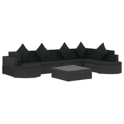 Produktbild von vidaXL 8-tlg. Garten-Lounge-Set mit Auflagen Poly Rattan Schwarz
