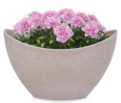 Produktbild von Pflanzschale oval 24 cm für draussen Dekoschale sand beige marmoriert