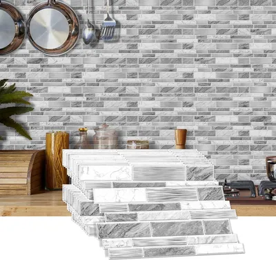 Image de Autocollants pour carreaux de cuisine - imperméables et résistants à la chaleur - 12 pièces