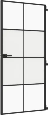 Obrázok produktu pre vidaXL Interiérové dvere slim čierne 93x201,5 cm tvrdené sklo a hliník