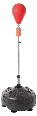 Produktbild von Boxsack mit Ständer - Höhenverstellbarer Standboxball 120-160 cm - 90° Rückprall - 6 Saugnäpfe - Für Kinder, Jugendliche und Erwachsene - Rot