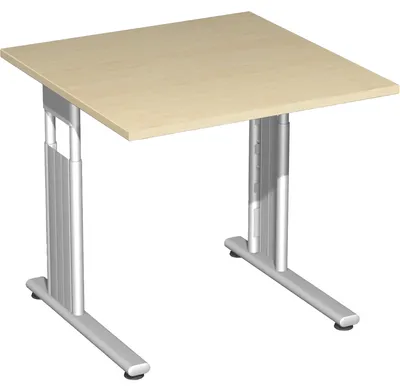 Produktbild von Geramöbel Schreibtisch höhenverstellbar, 800x800x680-820, Ahorn/Silber, S-617101-AS