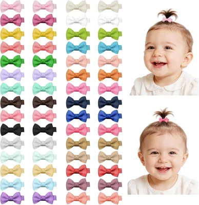 Produktbild von Baby Haarclips kleine Schleifen 4,5 cm, 60 Stück, bunte Farben, für Mädchen