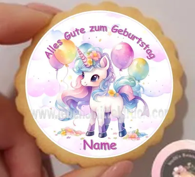 Produktbild von Einhorn rund  Keks / Cupcake Aufleger 1 Seite A4 Saracino Cake Paper - leicht raue Oberfläche Ausstanzung rund  5 cm 20 Stk.