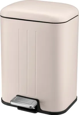 Produktbild von Bad Treteimer 5L beige Metall, Mülleimer mit Softclose-Deckel & Inneneimer