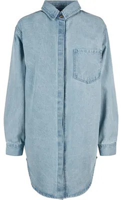 Produktbild von Urban Classics - Hemdblusenkleid für Damen TN476 (XXL) (Getönt Gewaschen Hellblau)