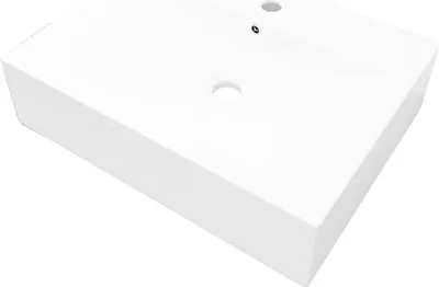 Obrázok produktu pre vidaXL umývadlo keramické obdĺžnikové biele s otvorom na batériu 60x46 cm