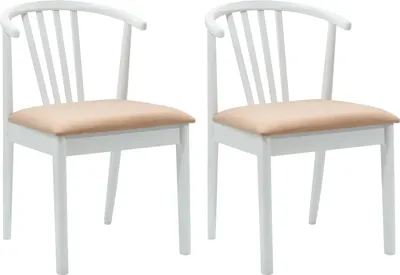 Image de vidaXL - 2 chaises de salle à manger, en bois d'hévéa massif, blanches et marron